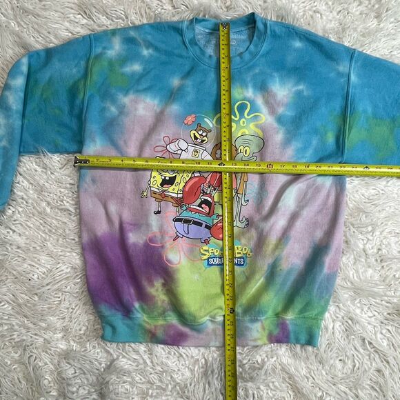 Spongebob Tie Dye Nickelodeon Fleece Sweatshirt womens size L Sponge Bob - Picture 2 of 5